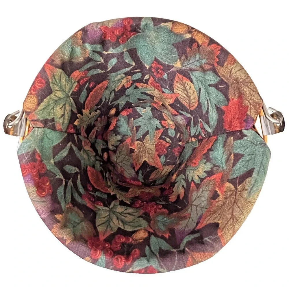 Longaberger AUTUMN PAIL Basket Protector Lid Tie-On & Falling Leaves Liner 2002